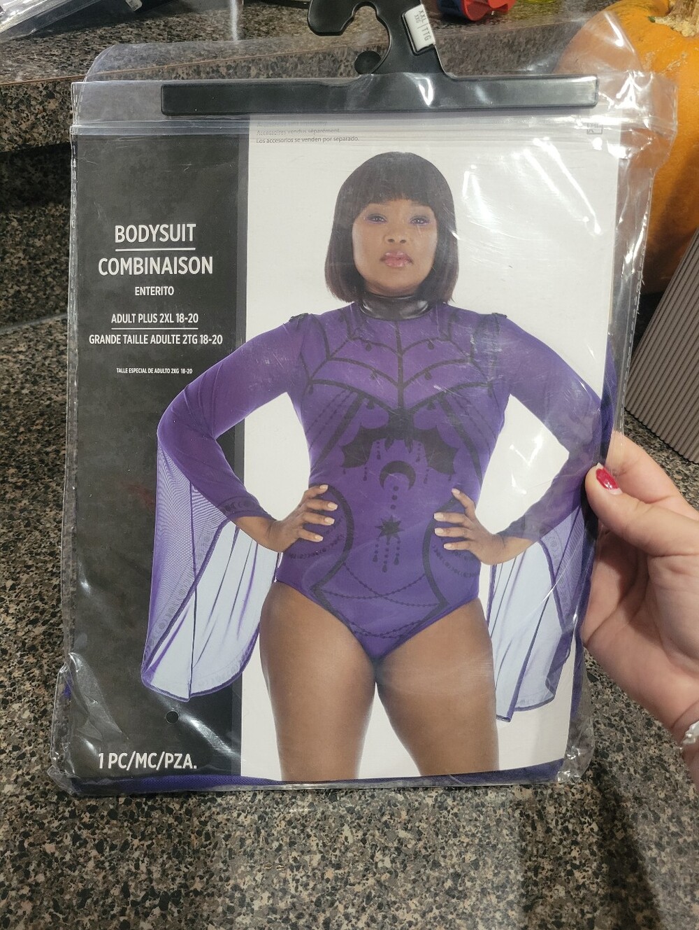 Bad Witch Bodysuit Costume Purple Black Halloween Plus Size 2XL 18-20 NIP